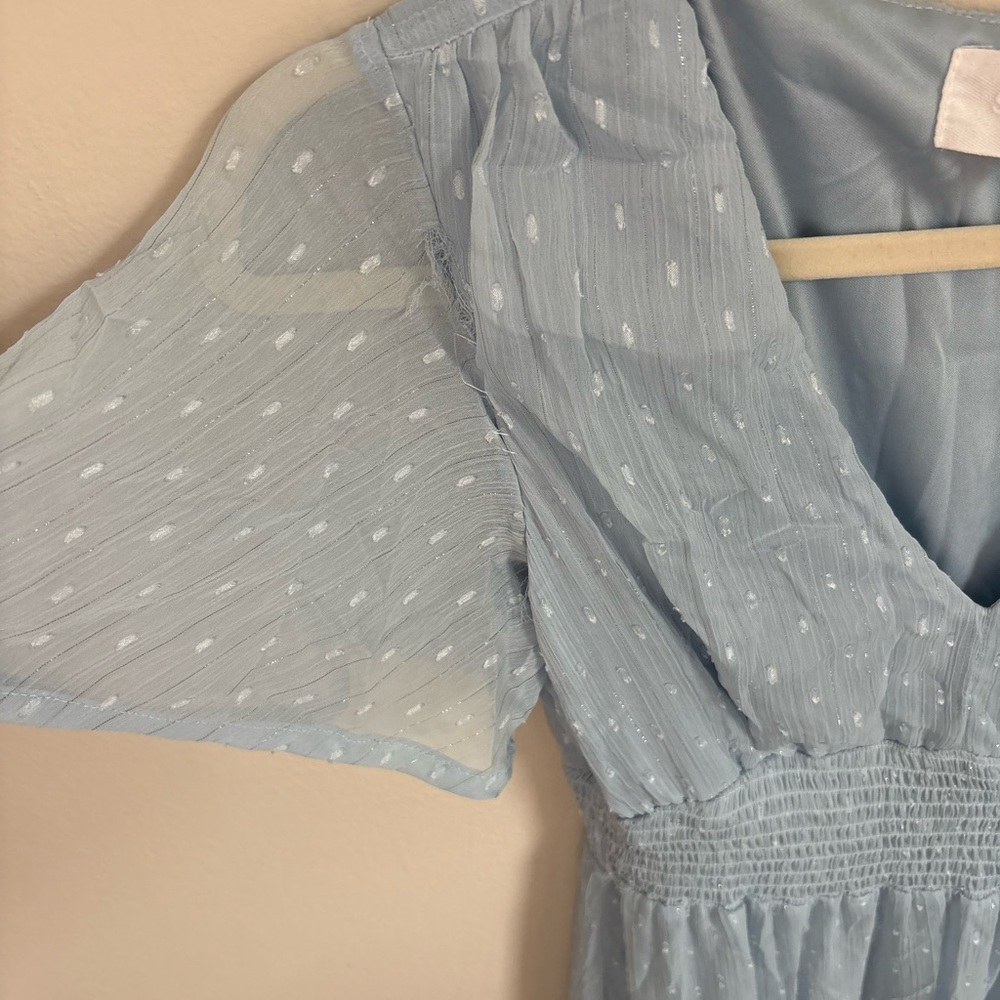 Light Blue Sheer Polka Dot Dress